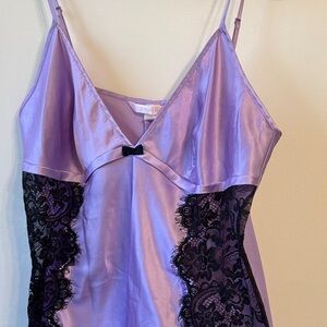 NWOT! Vintage Victoria's Secret Lavender Chemise with Black Lace